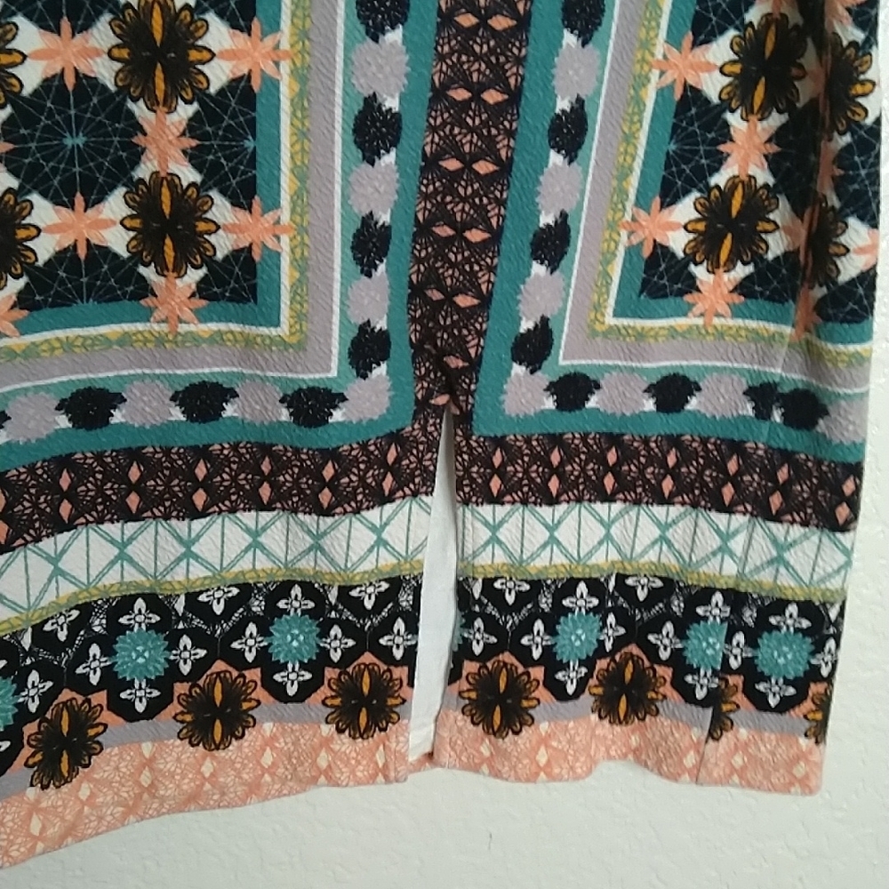 Maeve Anthropologie "Tearoom" Pencil Skirt Slit Mix Floral Geometric Boho View 4
